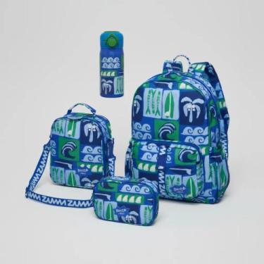 Imagem de Kit Mochila Costas Lancheira Estojo E Garrafa Fabula Bento Playa - Fáb