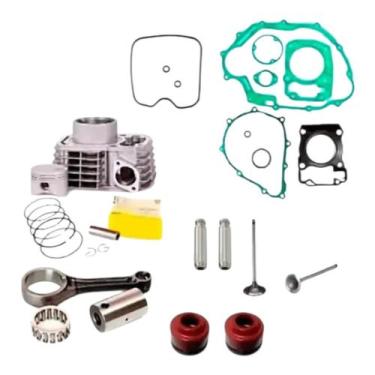 Imagem de Kit Cilindro PISTAO ANEIS Biela Válvulas Titan 150 Fan Bros - METAL LE