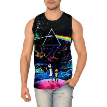 Imagem de Regata Masculina Rick And Morty Pink Floyd Série 44 - smoke, Preto, XG