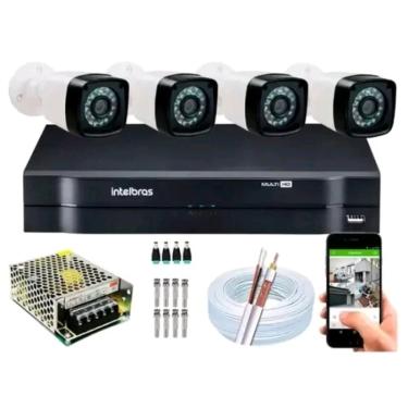 Imagem de Kit 4 Cameras Segurana 720p Full Hd Dvr Intelbras 4ch S/hd