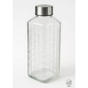 Imagem de Garrafa de Vidro com Tampa Inox Quadrada 1 Litro - Blitz Feminina