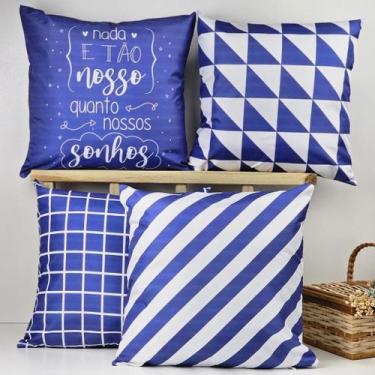 Imagem de Kit 4 Capas de Almofadas Decorativa Nossos Sonhos Blue - OK Darling