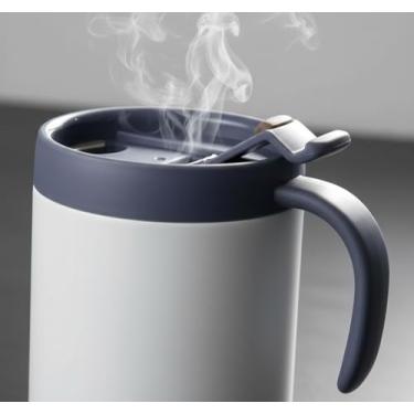 Imagem de Caneca Térmica Premium, Aço Inoxidável 304, 500ml, Parede Dupla a Vácuo, Tampa Anti-Vazamento, 14cm Altura, para Café e Chá