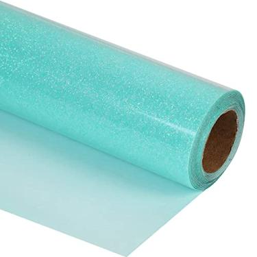 Imagem de guangyintong Rolos De Vinil Htv Com Transferência Térmica Ciano Brilhante E Glitter, 30 Cm X 2,4 M Para Passar A Ferro Em Camisetas, Todas As Máquinas Corte, Fácil Cortar Design Faça Você Mesmo