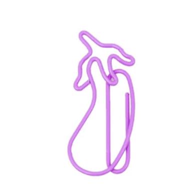 Imagem de 50 peças de clipe de papel em forma de berinjela fofos, mini clipes de papel, acessórios, ideia de presentes para leitura de documentos, biblioteca escolar, notas de escritório, casa, mesa para