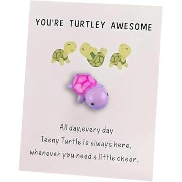 Imagem de Mini Pocket Hug Turtle, You're Turtley Awesome Inspirational Gift with Card, Thank You Note Cards Greeting Card Mini Sea Turtle Figure Pocket Hug Gift for Friends and Family, Cartões e Cartolina