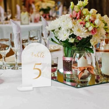 Imagem de Generic Placas de mesa de casamento de 0 a 15, 12 x 17 cm, porta-cartões de lugar, porta-fotos para centros de mesa, recepção de casamento, festa, aniversário