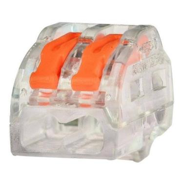 Imagem de 15 Conector Elétrico Emenda Rápida Alavanca Borne 2 Fios 222