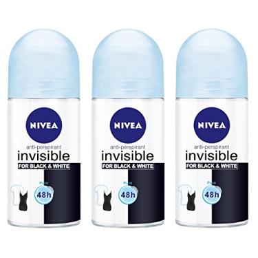 Imagem de NIVEA (Pacote Com 3 Frascos) Nivea Invisible For Black & White Pure Desodorante Antitranspirante Roll-On Feminino (Pacote Com 3 Frascos, 50 Ml Cada)