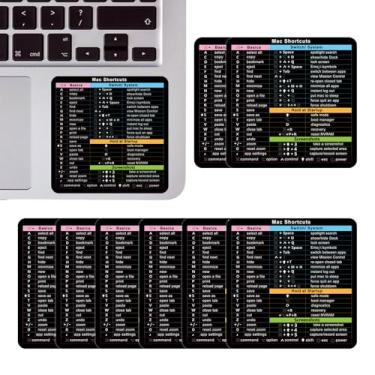 Imagem de 8 adesivos de atalho de teclado - vinil impermeável para MacOS, codificado por cores para fácil reconhecimento, essencial para iniciantes/profissionais