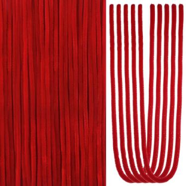 Imagem de TOAOB 100 peças de limpadores de cachimbo compridos vermelhos escuros hastes de chenille de 61 cm de profundidade, suprimentos de artesanato para projetos de arte DIY, decorações de casa
