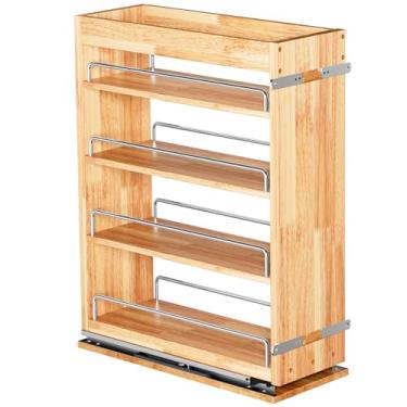 Imagem de Prateleiras com suporte de 4 camadas (16,5 cm L x 56 cm D), organização de temperos para organização de armazenamento de armários, prateleiras de temperos para armários internos