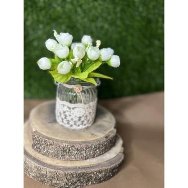 Imagem de Buquê de Mini Tulipa Artificial com 5 Galhos e 15 Flores – Decoração de Casamento, Casa e Festas(Branco)