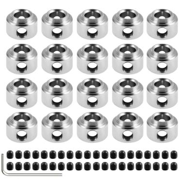 Imagem de FOCMKEAS 20 Pcs Planed Landing Gear Stopper Set Wheel Collar 2.1 × 6mm/0.08" × 0.24" Plane Wheel Collar Block with Wench for RC Airplane Model Aircraft，Rc Airplane Parts