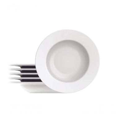 Imagem de Conjunto De Pratos Fundo Tramontina Maria Augusta Em Porcelana 23cm 6 Peças