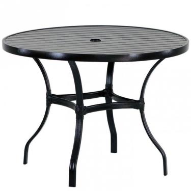 Imagem de Mesa Roma Com Tampo Ripado 80cm Alumínio - Varanda Cozinha Preto