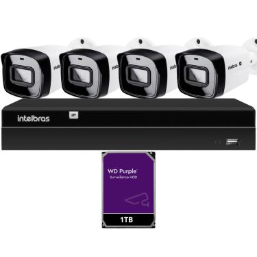 Imagem de Kit 4 Câmeras IP Vipc 1230B Intelbras NVD 1404P HD 1TB Purple