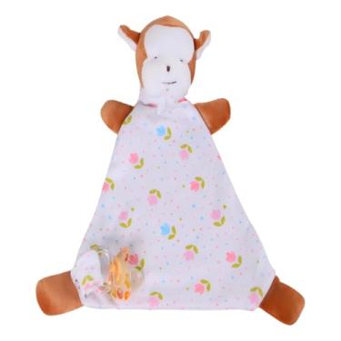 Imagem de Naninha para Bebê com Prendedor de Chupeta Bichinhos Estampada Algodão (100% Algodão, Macaco rosa)