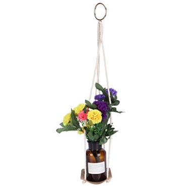 Imagem de Plant Solder, Cabide de Rack Pendurada Com Base de Flores Com Base de Couro PU, Corda de Algodão para Jardinagem, ótima para Plantas, Samambaias, Cactos, Suculentas (amarelo 10cm)