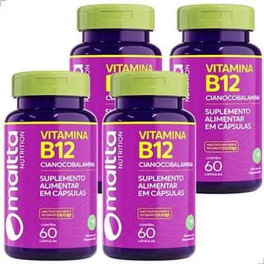 Imagem de Kit 4 Frascos Vitamina B12 Cianocobalamina Cobalamina Pura 240 Cápsula