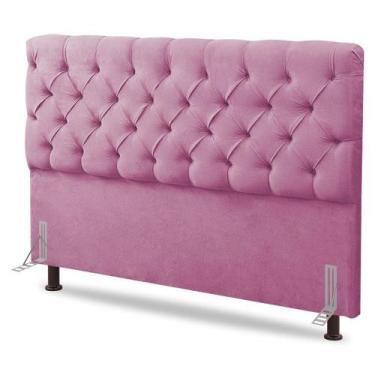 Imagem de Cabeceira Cama Box Solteiro Lylla 90cm Capitonê com Frame Suede Rosa -