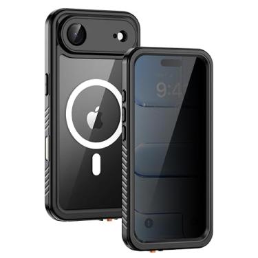 Imagem de Lanhiem Capa magnética para privacidade do iPhone Air, capa à prova d'água à prova de poeira, [protetor de tela antiespião embutido] [apto para MagSafe] Capa transparente resistente de corpo inteiro