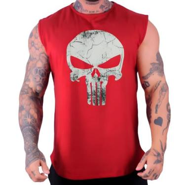 Imagem de Regata Machão Estampada Caveira Justiceiro Pitbull Skull Fitness Trein