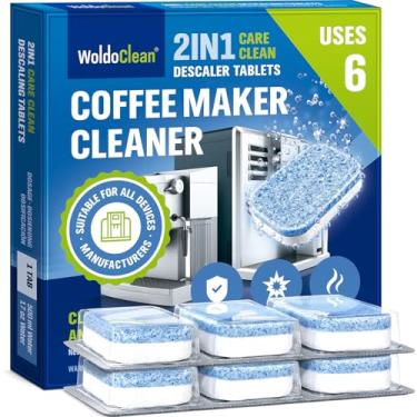 Imagem de WoldoClean Comprimidos descalcificantes 2 em 1 para cafeteira e cafeteira – compatíveis com cafeteira Keurig, Nespresso, Delonghi, Miele, cafeteira