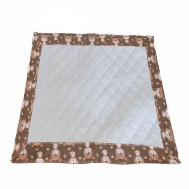 Imagem de Tapete Higiênico Pet Impermeável Lavável, Branco, Microfibra Matelada com Bordas Estampadas, Base Impermeável (Avelã Dog, Pequeno (50x70cm))