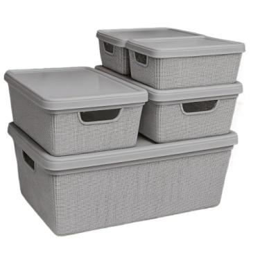 Imagem de Caixa Organizadora Com Tampa Grande Em Plástico(Cinza)