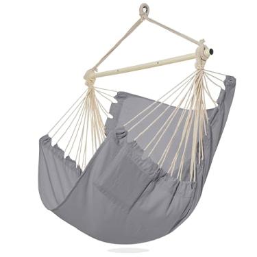 Imagem de PNAEUT Corda de pendurar para cadeira de rede para uso externo, para quarto, exterior, pátio (cinza)