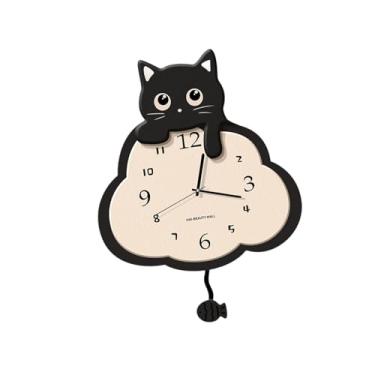 Imagem de KiBcsLic Relógio de parede com estampa de gato, mecanismo silencioso, moderno e decorativo, com pêndulo, ideal para escritório, sala de estudos e decoração de