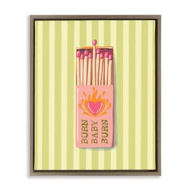 Imagem de Stupell Industries Burn Baby Matches arte de parede em tela flutuante emoldurada cinza, design por Elyse Anastacia, 78 x 63 cm