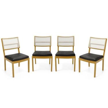 Imagem de Kit Com 4 Cadeiras Milena Madeira Maciça Assentos Estofados Encostos De Tela Sintética Courino Preto 503