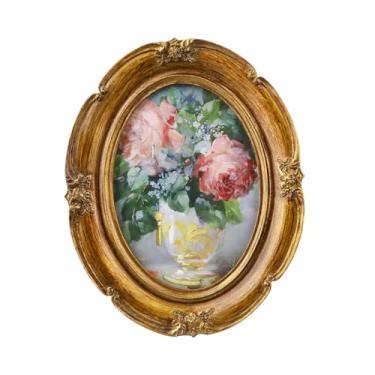 Imagem de Moldura vintage 12 × 17, moldura oval dourada com visor de parede e mesa e vidro à prova de poeira, funciona como arte de parede antiga que muda de foto - decoração elegante para casa, cafeteria e