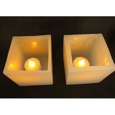 Imagem de 2 Luminárias Em Parafina 8x8x8cm + 2 Velas De Led Decoração