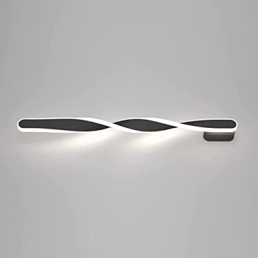 Imagem de Luminária De Parede Longa Torcida, Lâmpada De Parede De Metal Ultrafina Com Abajur De Silicone, Arandela De Parede Linear Led Moderna, Luminárias De Parede De Cabeceira, Lum, Black, 70CM