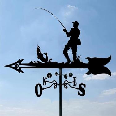 Imagem de Cata-vento De Metal, Indicador De Direção Do Vento Pescador Cata-vento De Aço Inoxidável Professionnel Ferramenta De Medição Para Telhado De Ferro Ao Ar Livre Jardim Quintal Ao Ar Livre