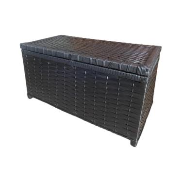 Imagem de Baú Organizador 60x30x30 Fibra Sintética - Cesta para Quarto e Lavanderia com Tampa(Preto)