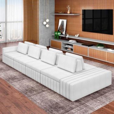 Imagem de Sofá Ilha E Puff Sala Living 465cm Siesta M22 Boucle Branco - Mpozenato