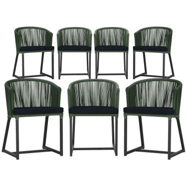 Imagem de 7 Cadeiras De Jantar área Noronha Preta E12 Trama  Verde