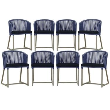 Imagem de 8 Cadeiras De Jantar área Noronha Fendi E12 Trama Original Azul
