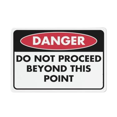 Imagem de Puhayexi Placa de metal Danger Do Not Proceed Beyond This Point 30,5 x 20,5 cm, placa de alumínio, furos pré-perfurados para fácil montagem, uso interno ou externo para cerca de porta ou portão
