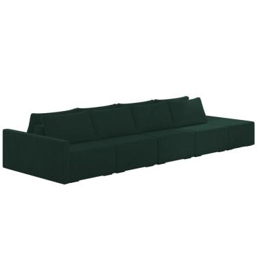 Imagem de Sofá Ilha Modular Com Puff Para Sala Living 392cm Georgia K04 Veludo Verde - Mpozenato