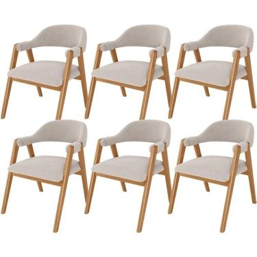Imagem de Kit 06 Cadeiras De Jantar E Estar Living Estofada Nadja L02 Suede Bege - Gtdnexxus