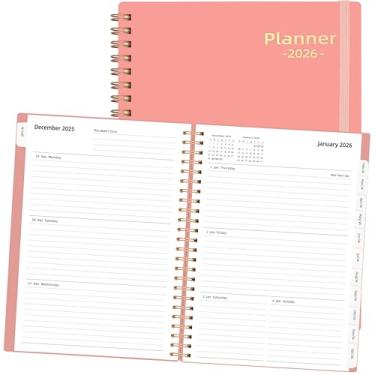 Imagem de Agenda 2026, janeiro de 2026 a dezembro de 2026, 15,7 cm x 21,3 cm, agenda 2026 semanal e mensal, agenda 2026 com abas e bolso, papel grosso 100GSM, rosa