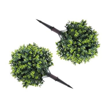 Imagem de Aqur2020 Planta Falsa de PE de 17,7 Polegadas, Arbusto de Vegetação Falsa, árvore de Bola de Topiaria Artificial, Decoração Externa de Eucalipto Premium Com Espiga de para Quintal de