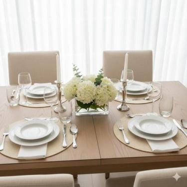 Imagem de Kit Jogo Americano Redondo Mesa Decorativo Jantar Descanso de Prato - 