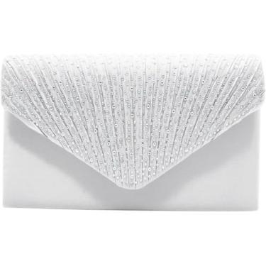 Imagem de YUGAORULI Bolsas de mão femininas para noite, festa de casamento, strass, para coquetel, formatura, jantar, Branco