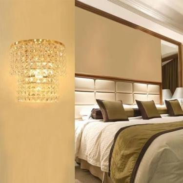 Imagem de Luminária de parede LED contemporânea colorida com design de cristal, criativa para sala de estar, quarto, escritório, quarto modelo, hotel, casa de campo, corredor, iluminação decorativa de
